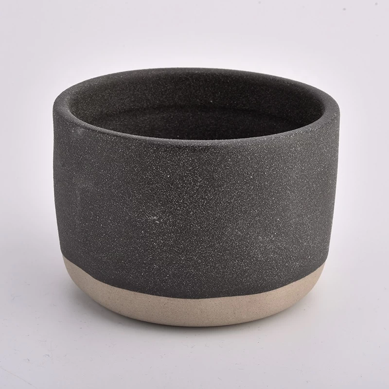 Sand surface ceramic candle holder with glazing color