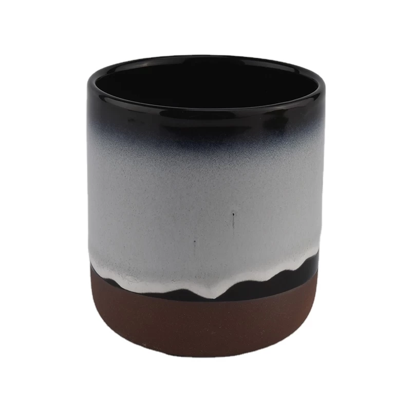 round bottom black glazing color ceramic candle jars