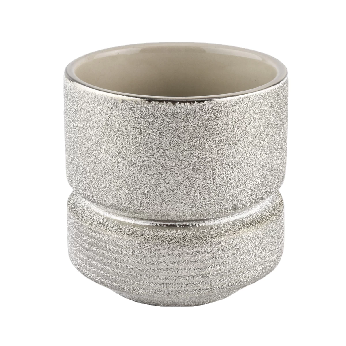 Manufacturer new design silver ceramic empty candle jars 10oz 8oz