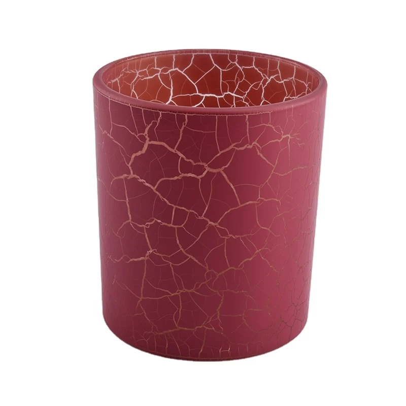 luxury red crackle decoration glass candle jar