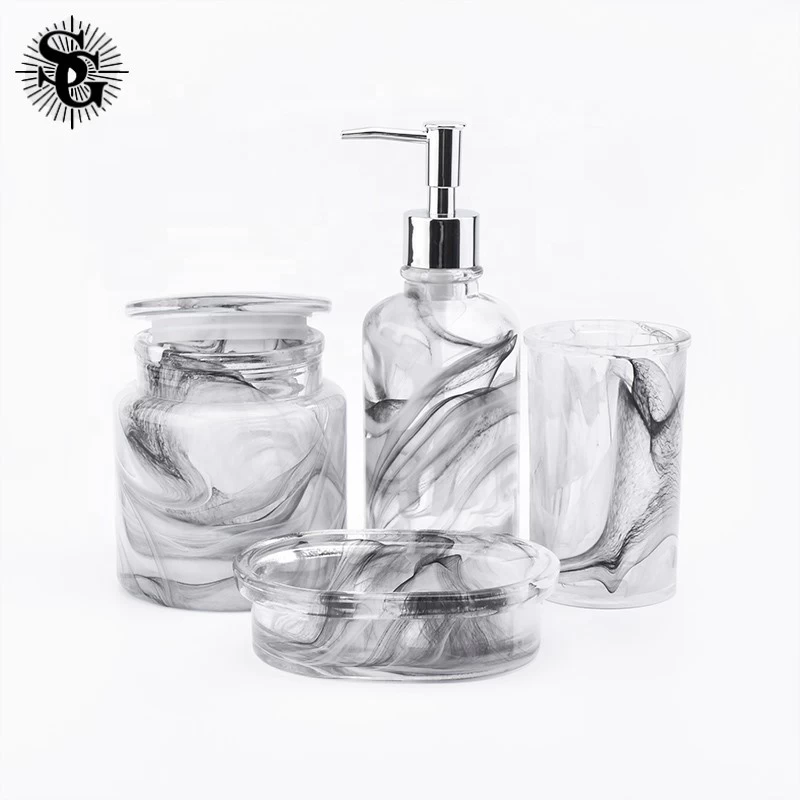 Sunny Glass  bathroom accessories sets made by glass in China