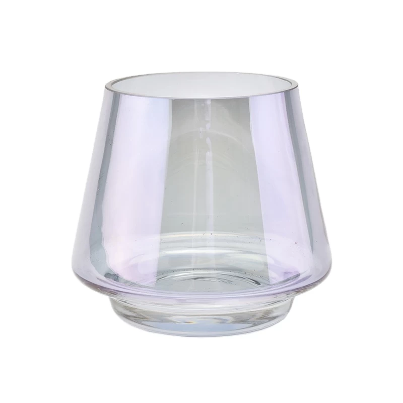 Wholesale crystal clear iridescent glass candle vessels