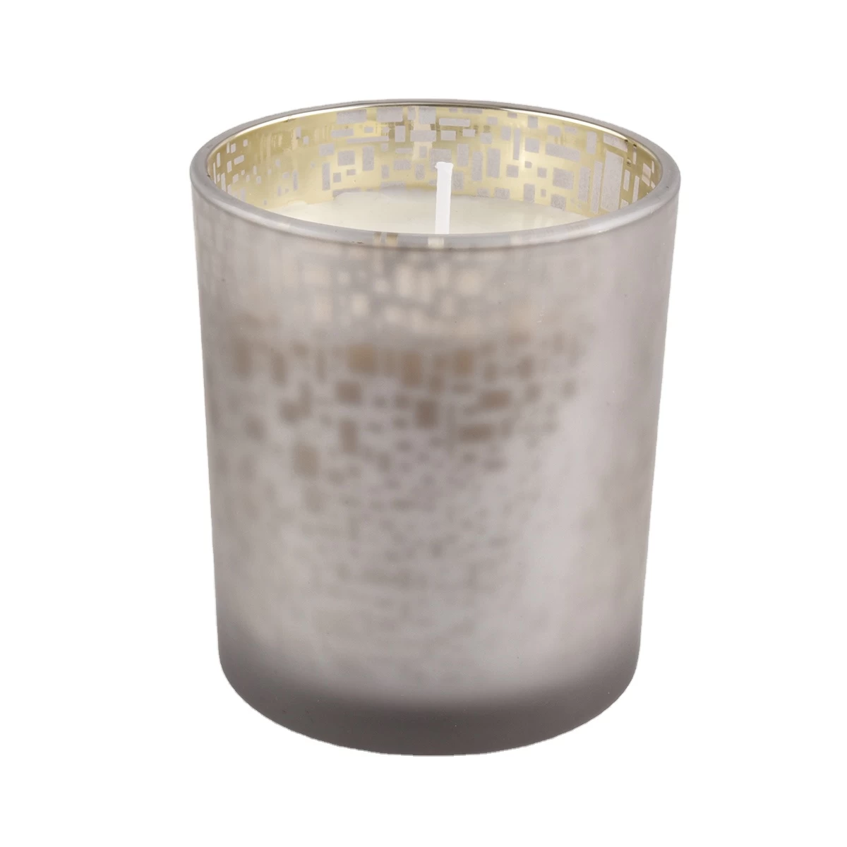 frosted glass candle vessels with electroplating color
