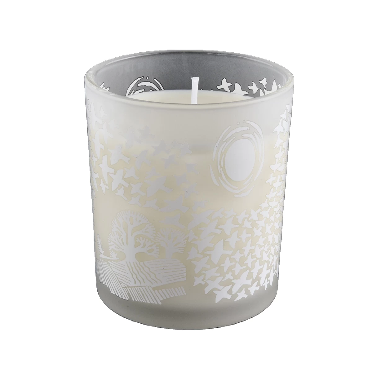 Frosted glass candle jar with printing