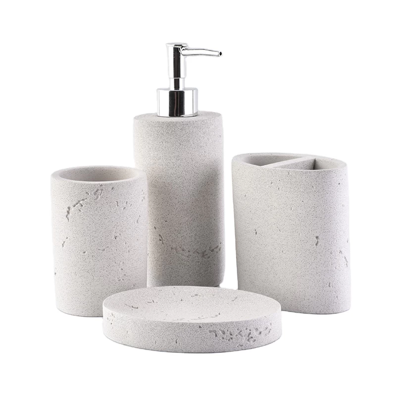 China Sunny suppliers 4pcs white concrete bathroom accessories sets manufacturer