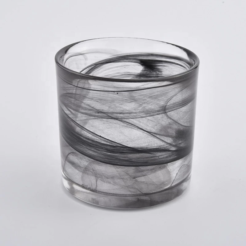 Smoke grey glass candle jars for home decoration