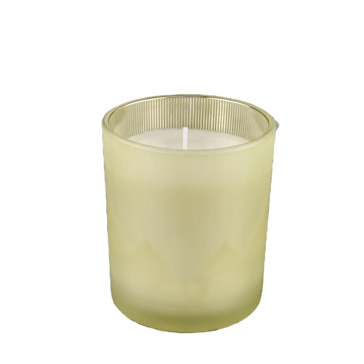 Frosted glass candle jars with spraying and electroplating color