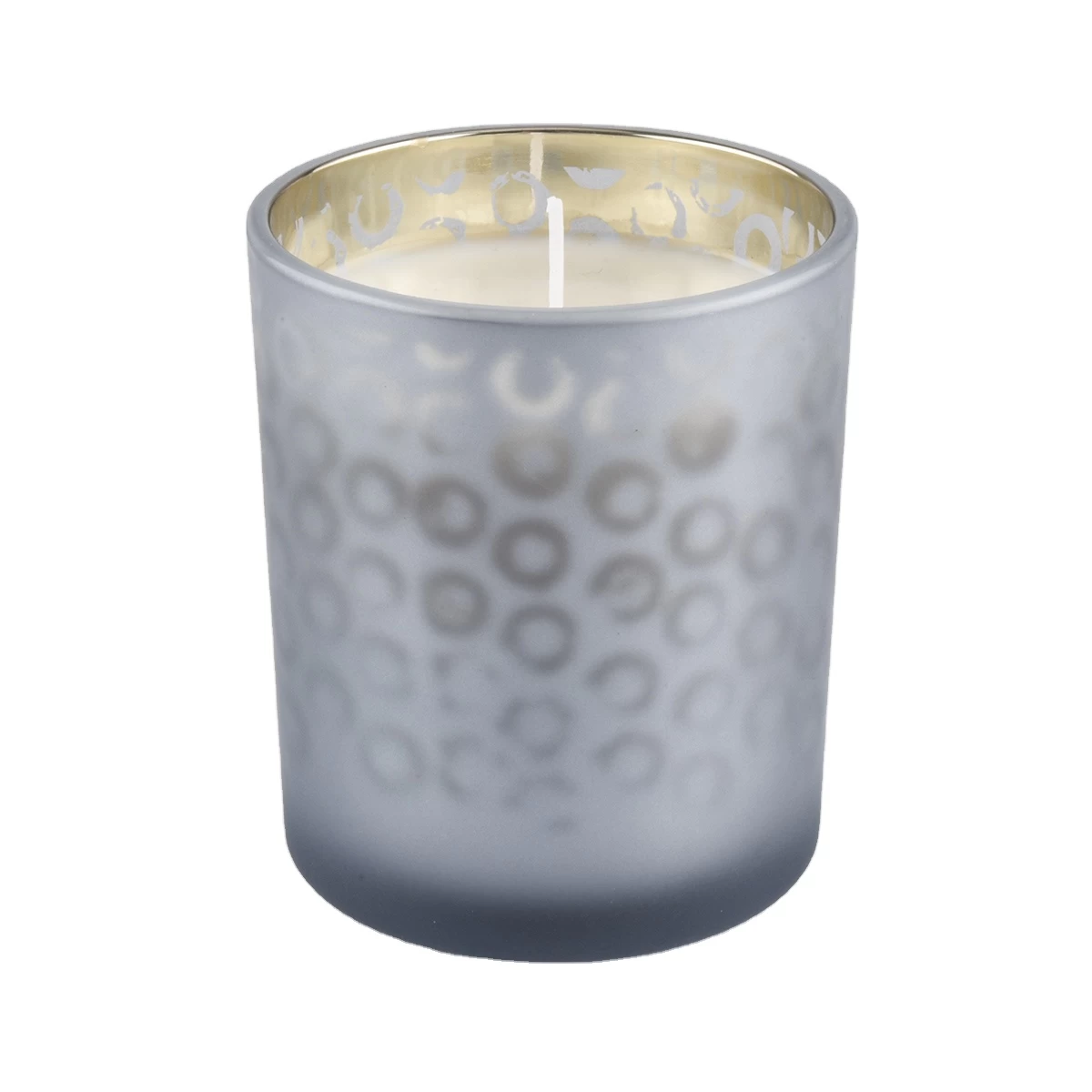 frosted glass candle containers with gold color