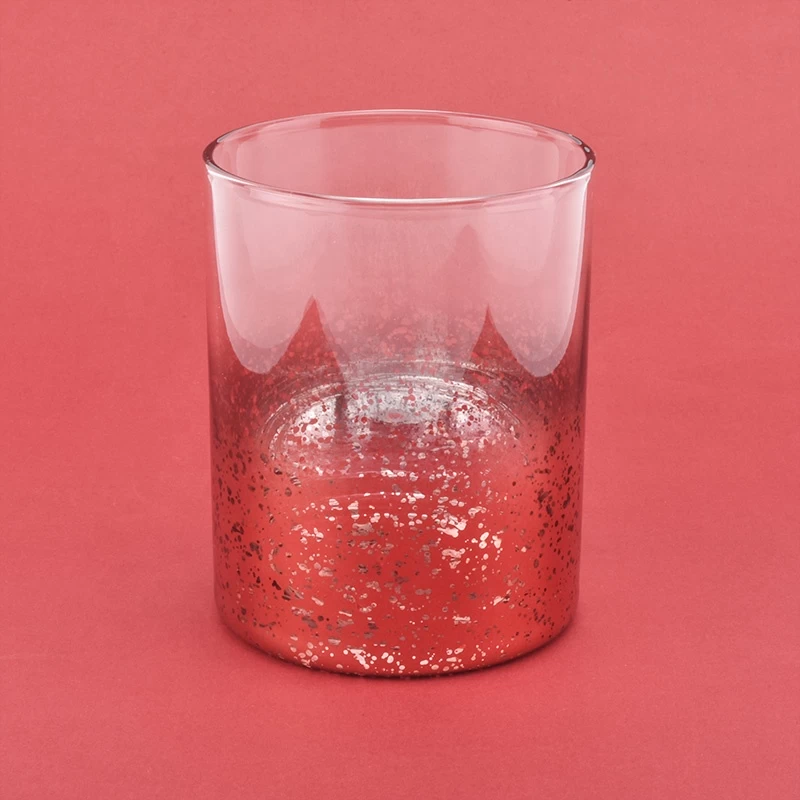 red color glass candle vessels with mercury decorations
