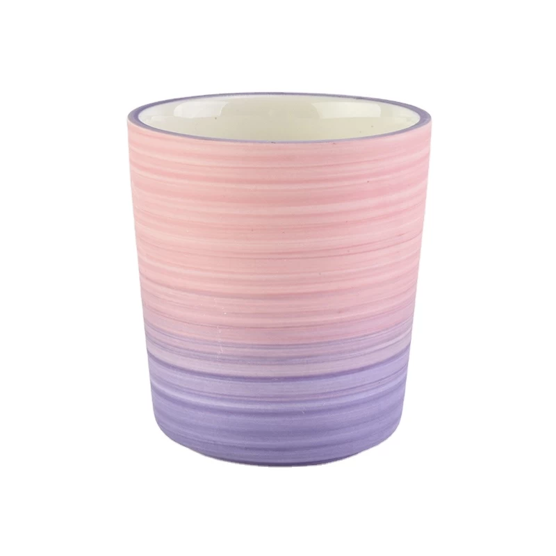 Manufacturer custom gradient glazed ceramic empty candle jars 6oz 8oz
