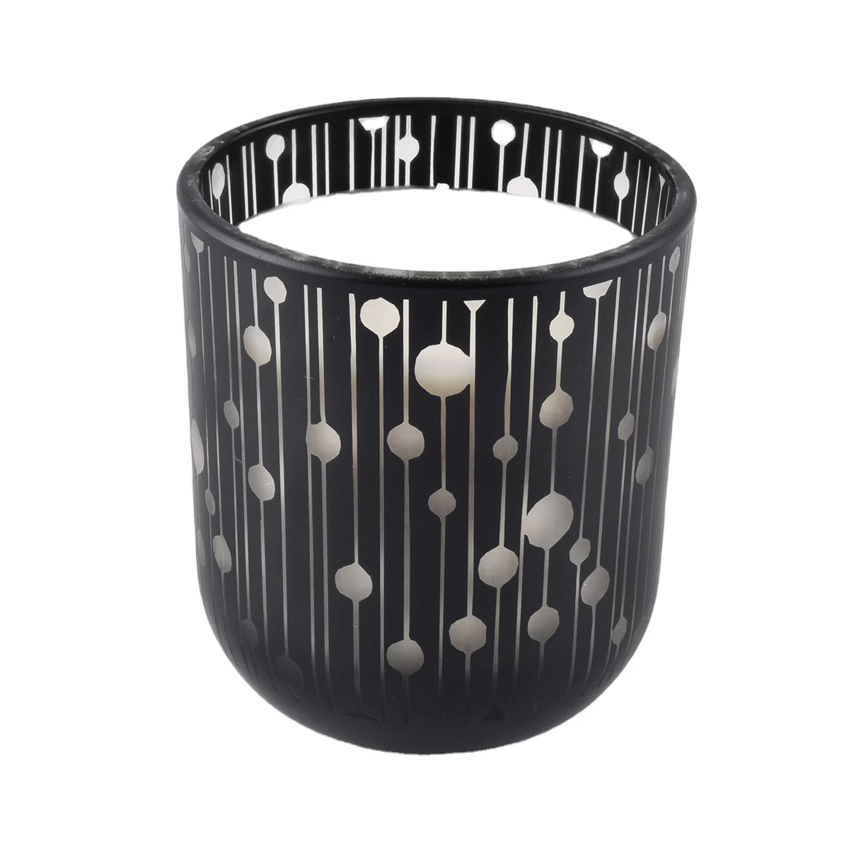 Round bottom glass candle jars with laser engraving pattern