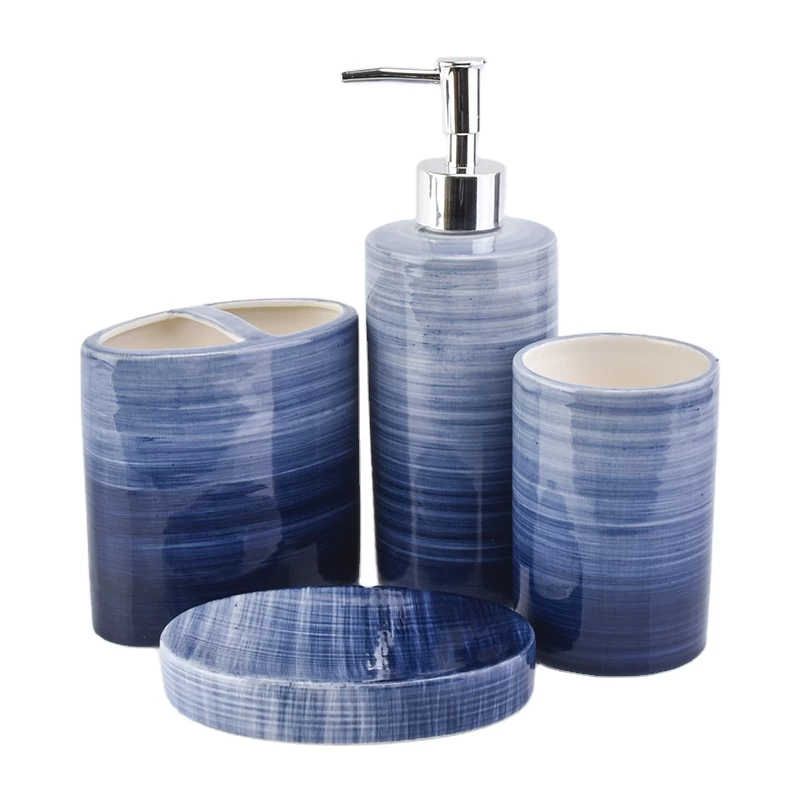 Blue Line Bathroom Accessories Set Of 4 By Stories