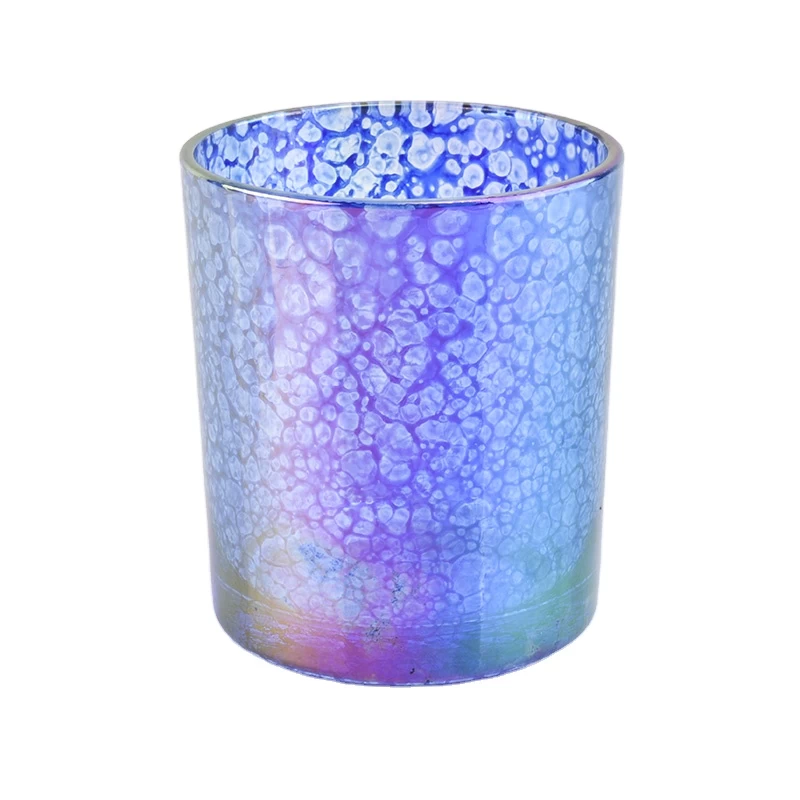 Popular custom blue decorative empty glass candle holder