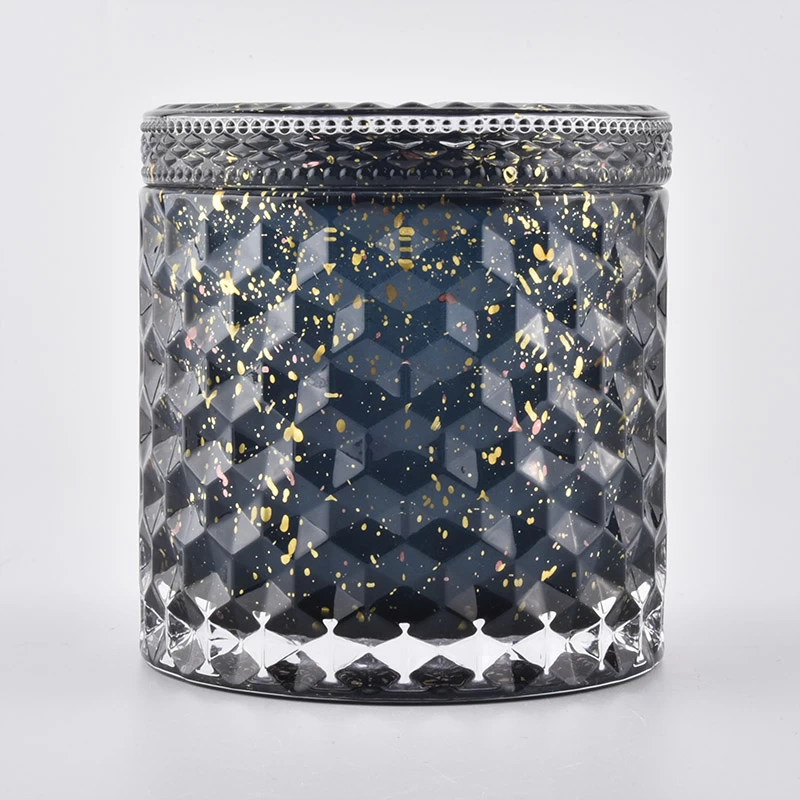 Diamond glass candle jar with lids from Sunny Glassware