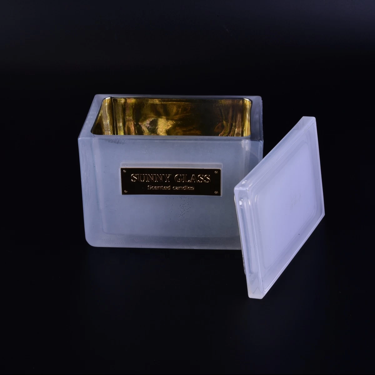 Square white scented luxury home decorative glass candle jars
