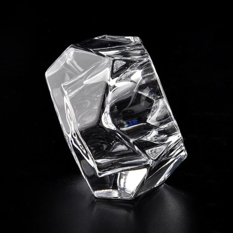 Suppliers glass Polygon clear candle holder 4 oz 8 oz 10 oz