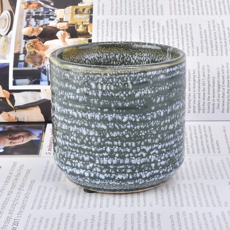 Cylinder empty striped votive candle holder tea light ceramic candle jars wedding decor wholesales