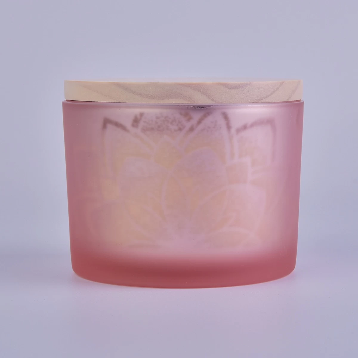 In bulk elegant pink custom glass vessel for candles with lid