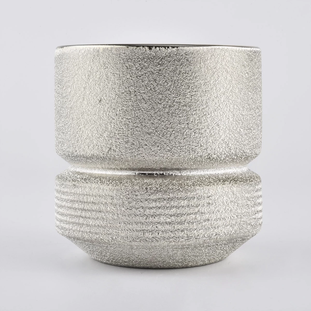 Manufacturer new design silver ceramic empty candle jars 10oz 8oz