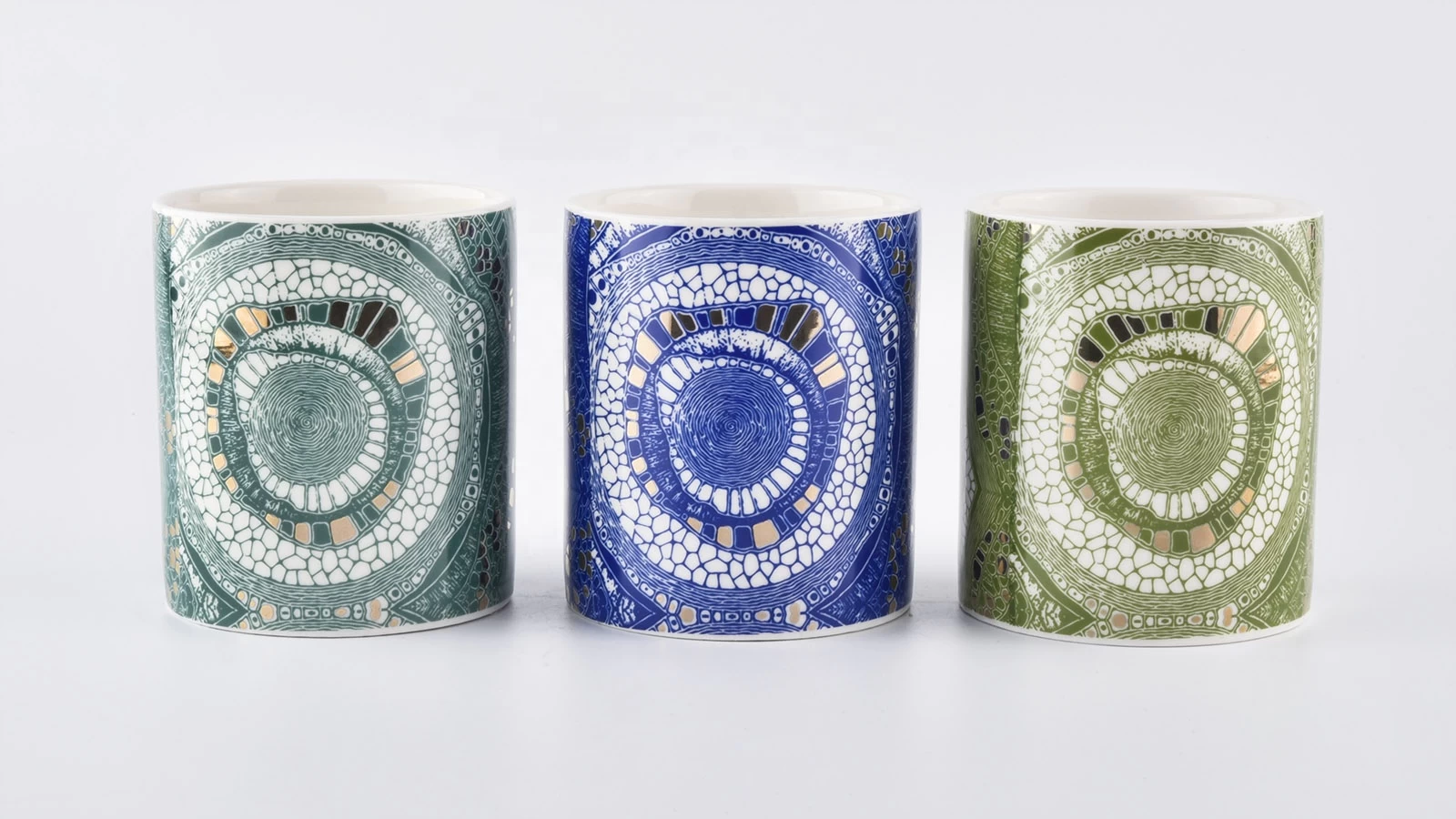 full decal printing ceramic candle jar for wholesale