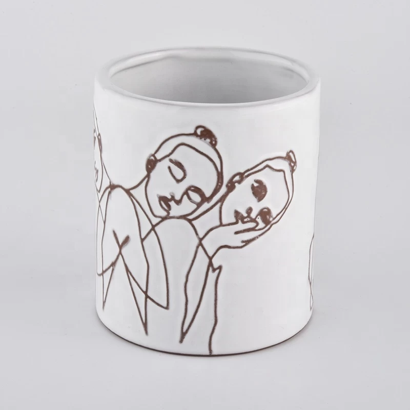 In bulk white cylinder votive candle ceramic jar home decoration