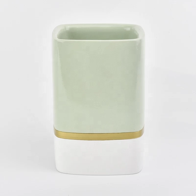 home decor green color concrete candle jars