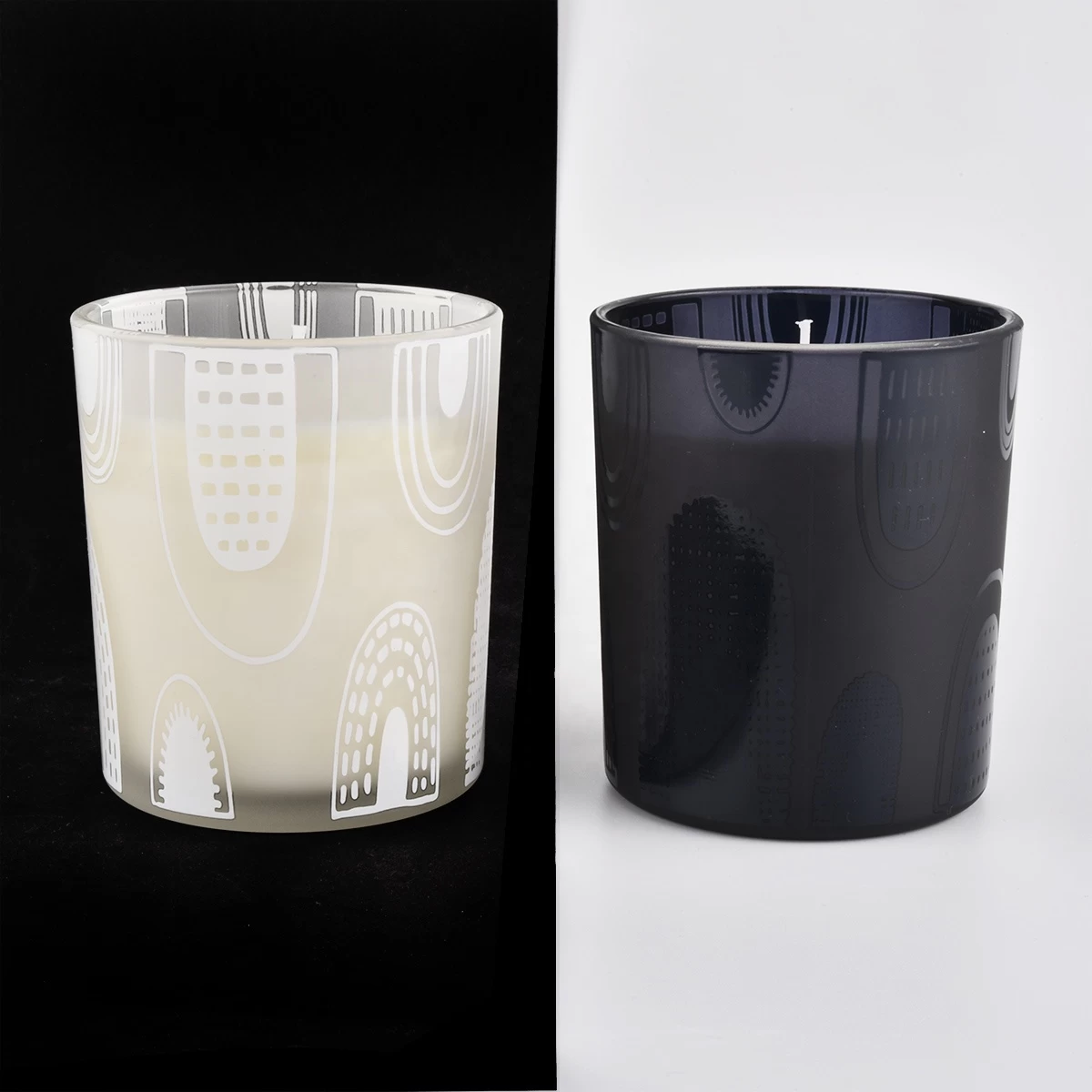 Frosted glass candle holders for home decoration