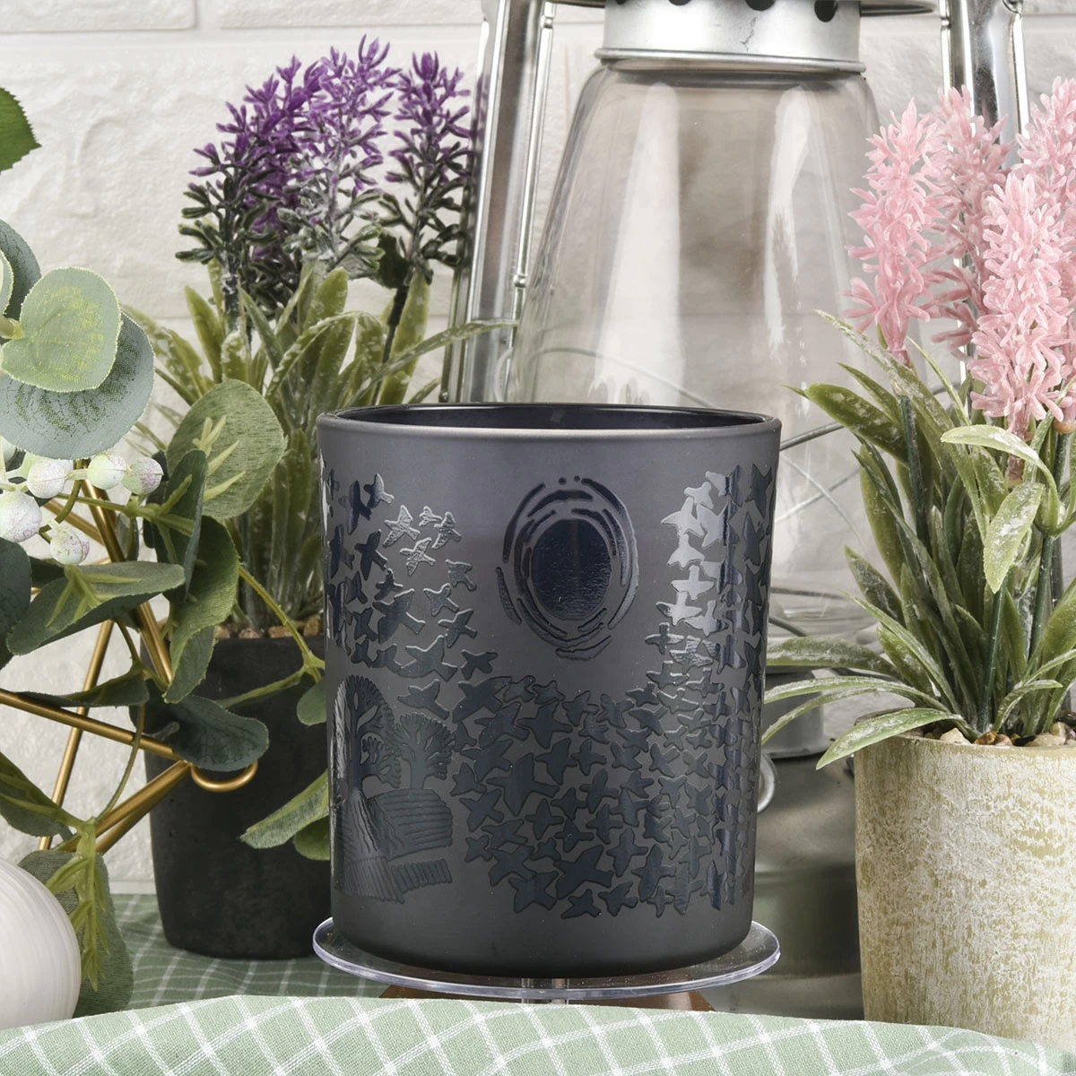 Matte black candle jar candle containers with printing