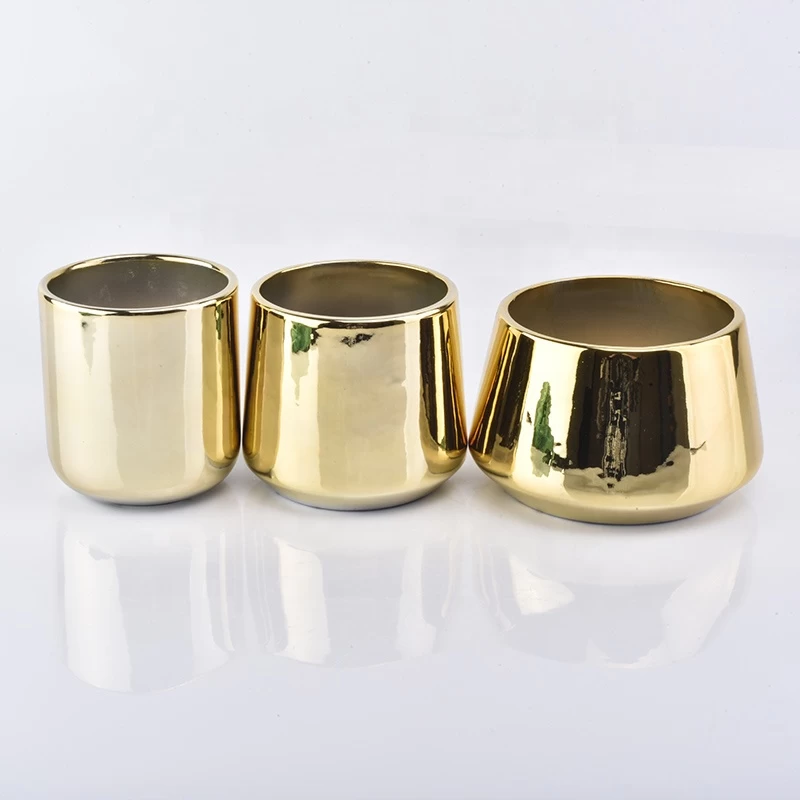 Electroplating gold color on ceramic candle holders