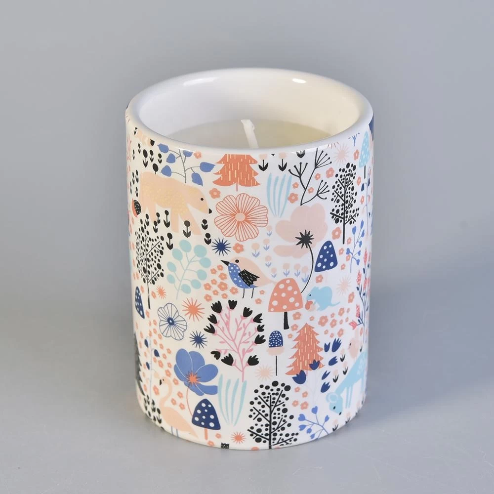 Sunny own design ceramic candle holder with decal printing