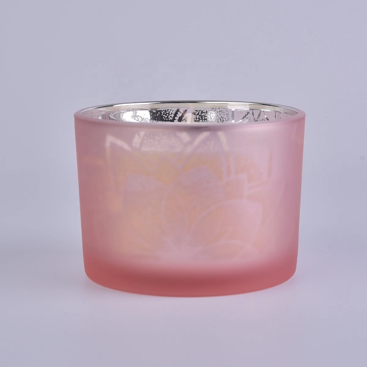 In bulk elegant pink custom glass vessel for candles with lid