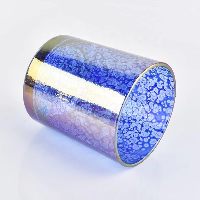 Popular custom blue decorative empty glass candle holder