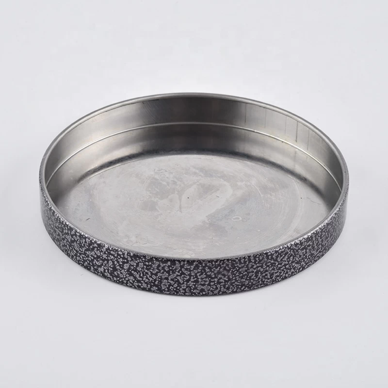 luxury custom round grey metal lids for candle jars