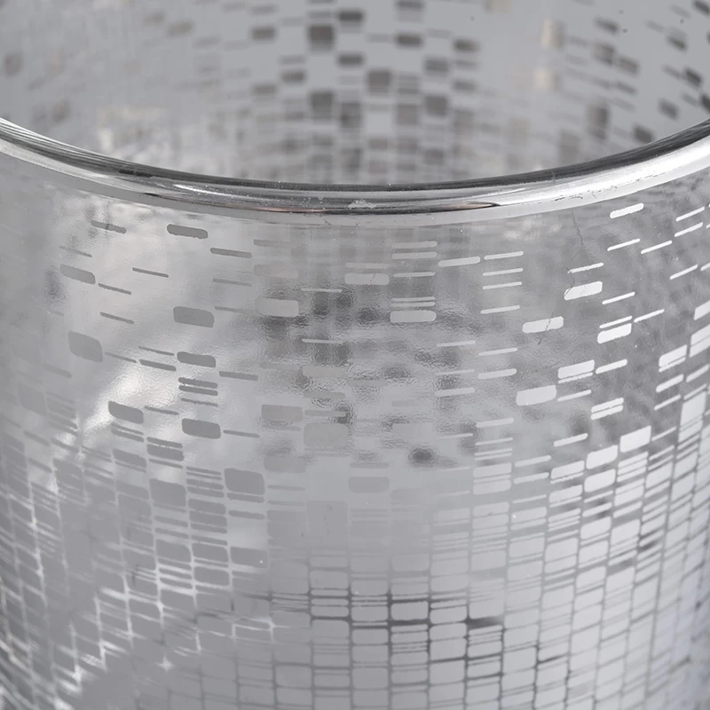 luxury silver pattern glass candle jar