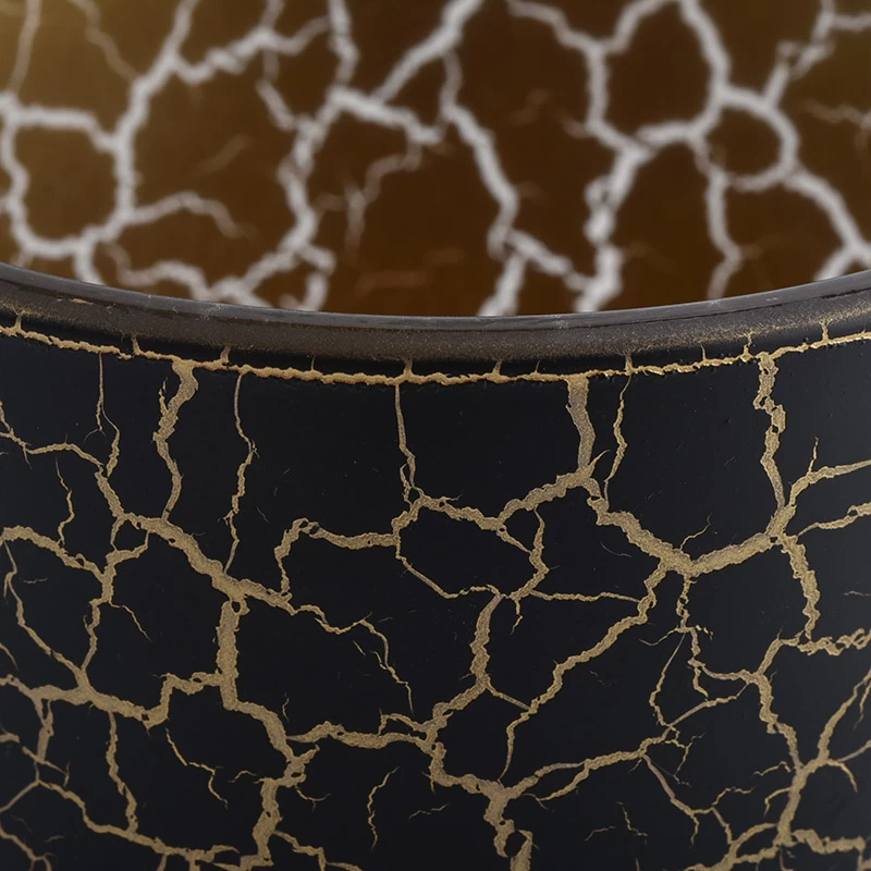 luxury crackle black glass candle vessel