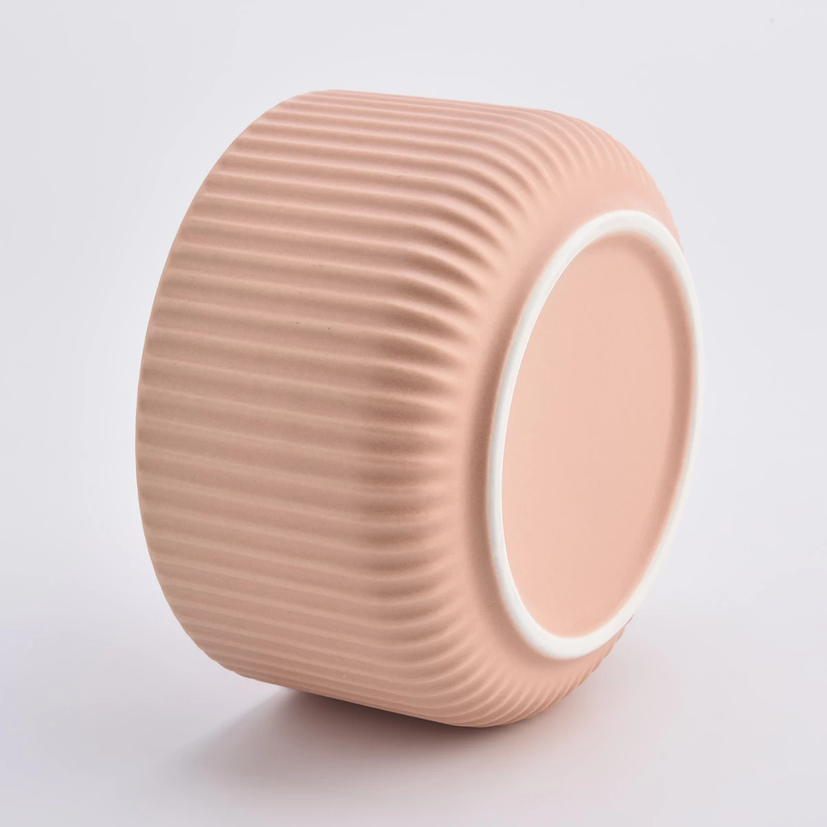 luxury pink stripe ceramic candle holders