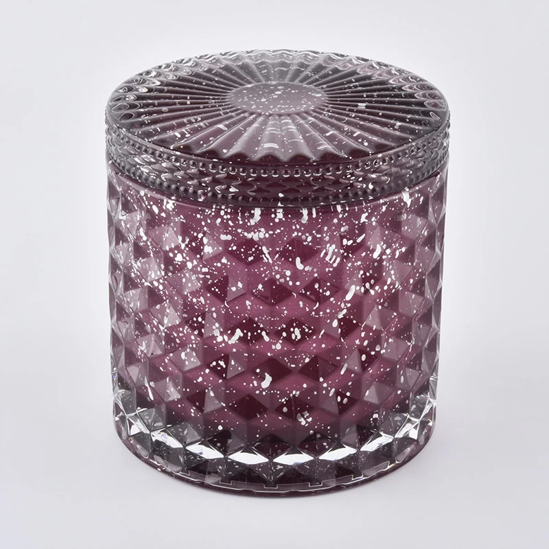 Diamond glass candle jar with lids for home fragrance