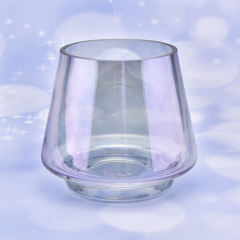 Wholesale crystal clear iridescent glass candle vessels