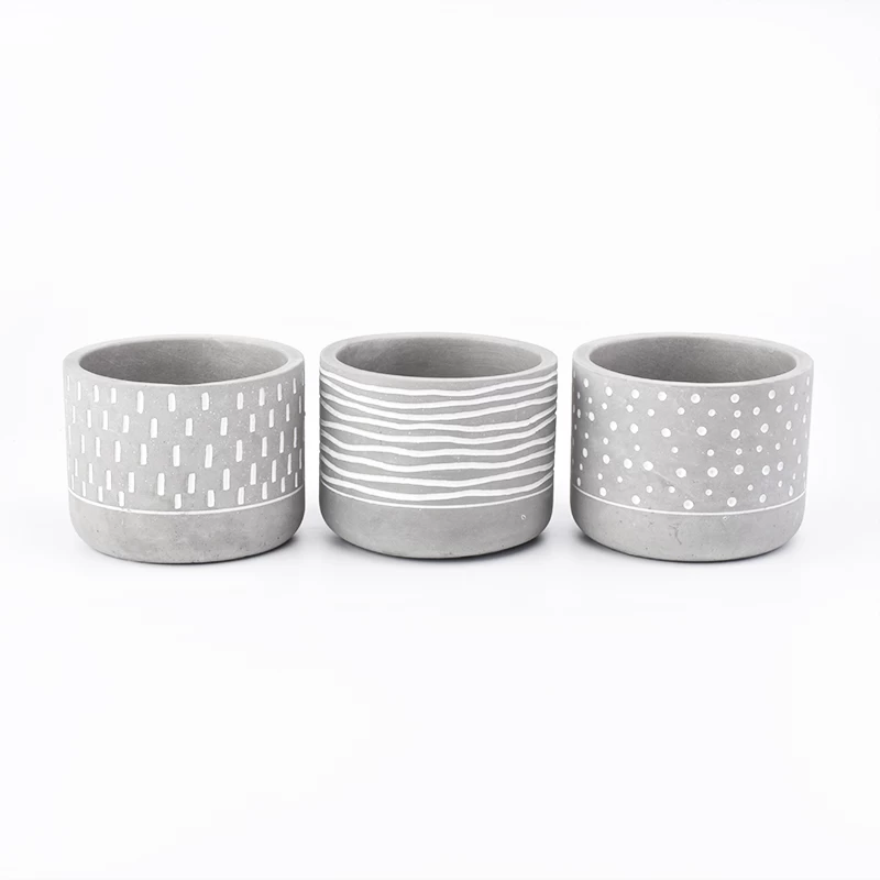 home decor cement candle jars with pattern
