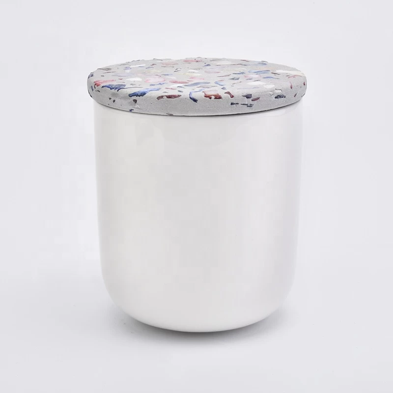 luxury custom concrete cement lid for candle jars