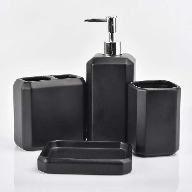 700ml glazing black ceramic glass bath accessories sets ceramic bottle lotion dispenser