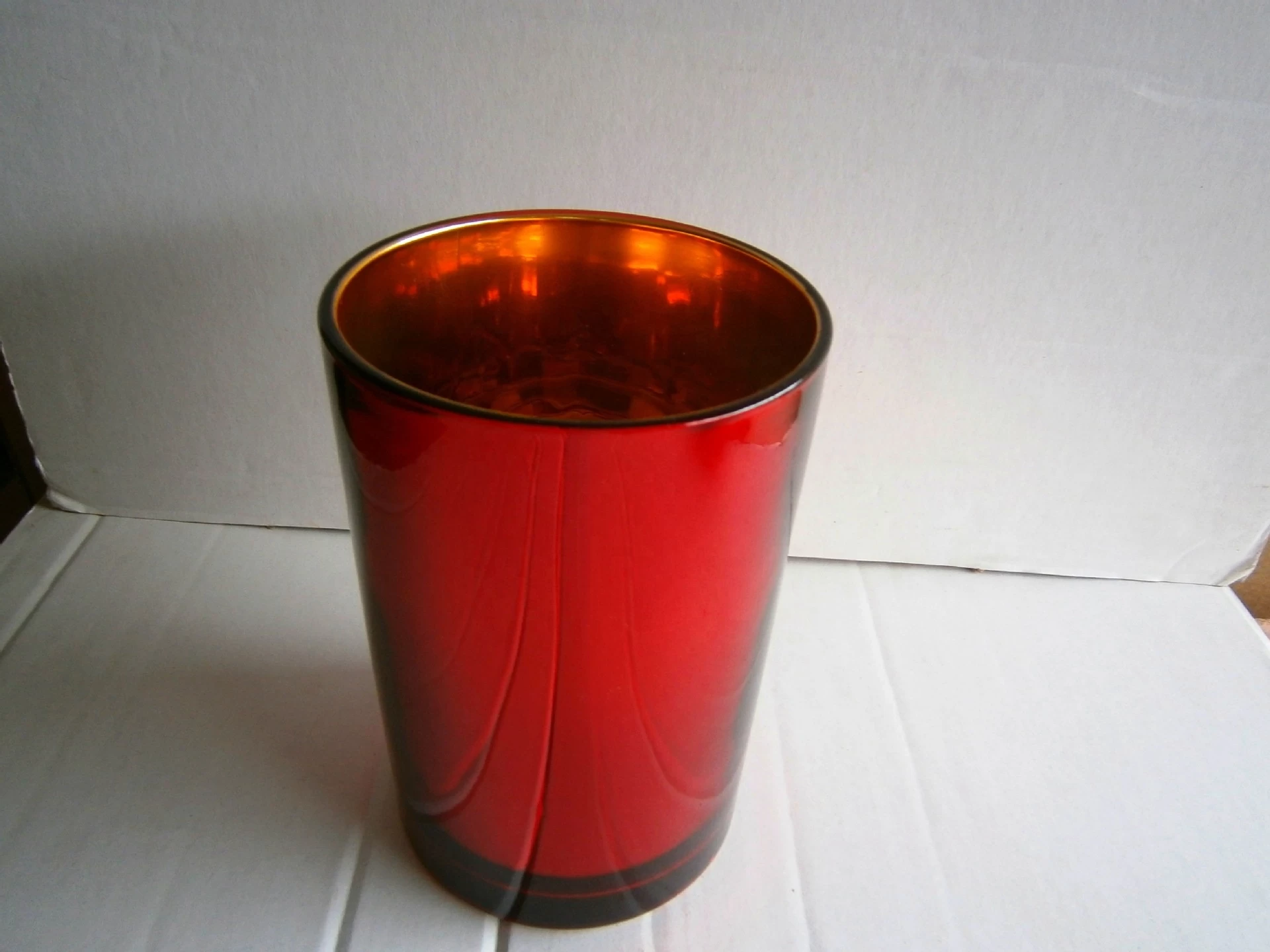 Large votive glass candle jar with electroplating color