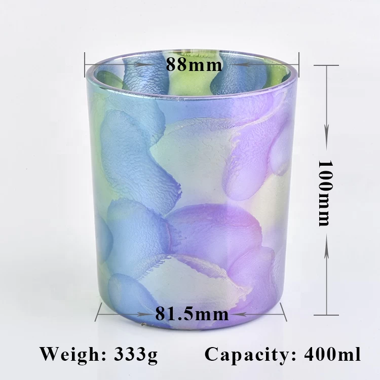 Wholesales iridescent luxury glass candle jars holder 8 oz 10 oz