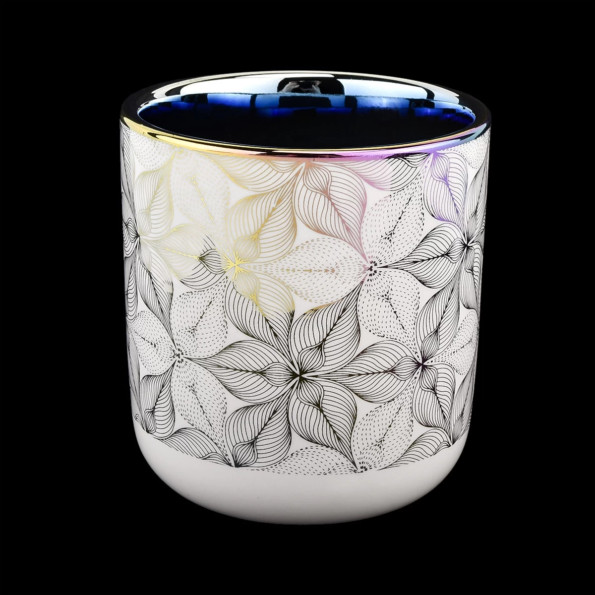 luxury ceramic candle jar with gold artwork