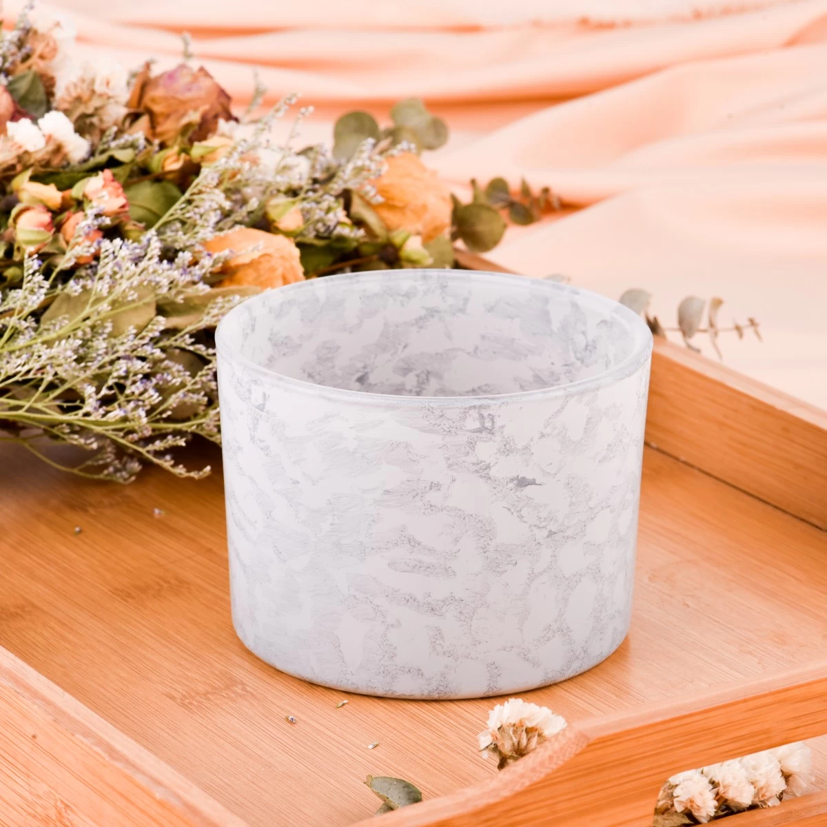 Wholesale 510ml dark grey luxury glass candle jar for home decor