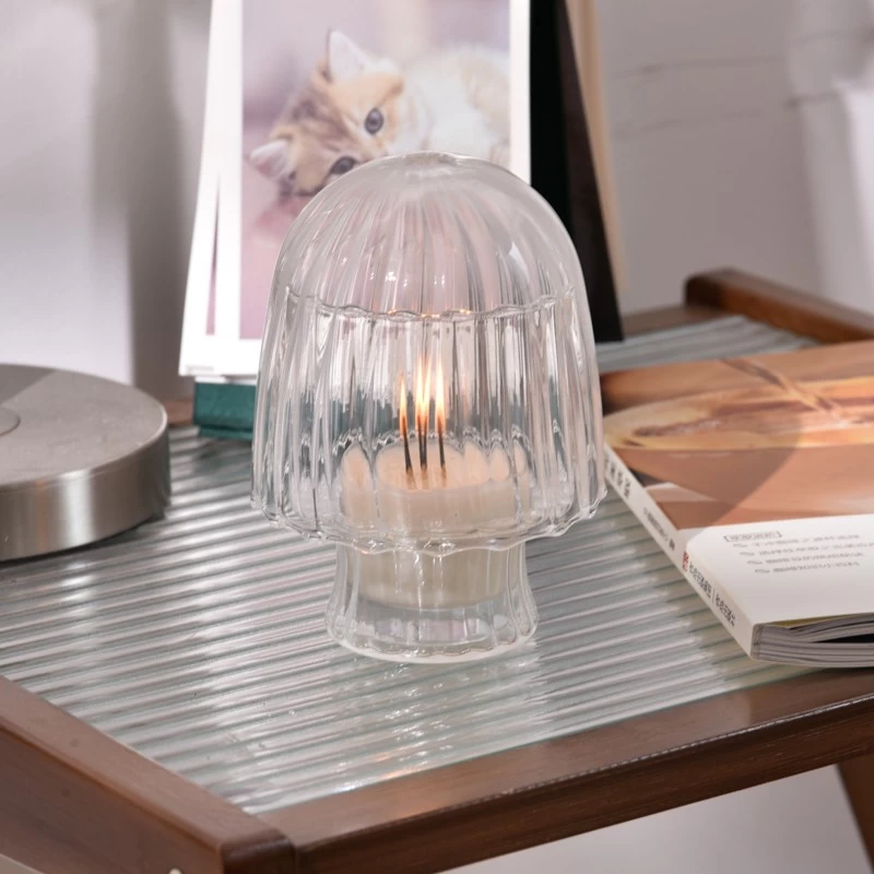 unique design clear glass candle jar with lid for hom decor
