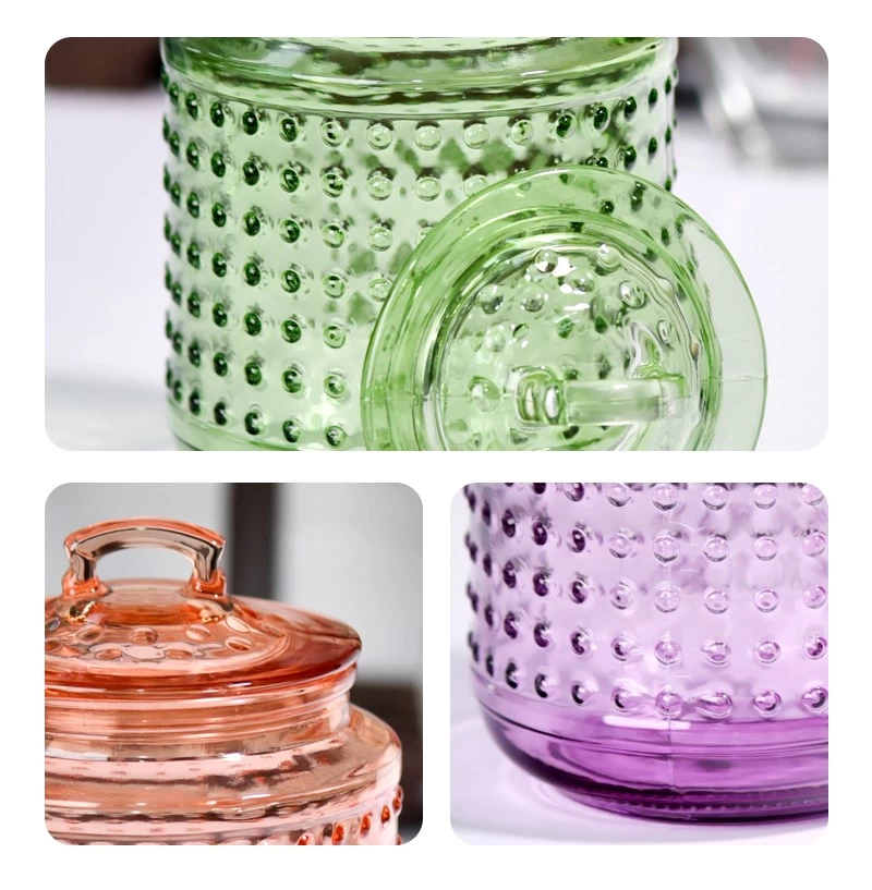 Wholesale modern design spot glass candle jars with lids manufacturers