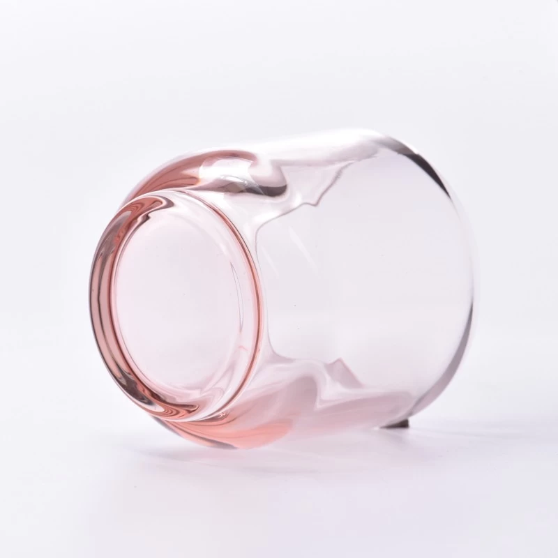 transparent pink glass jar 7oz glass vessles for candle making