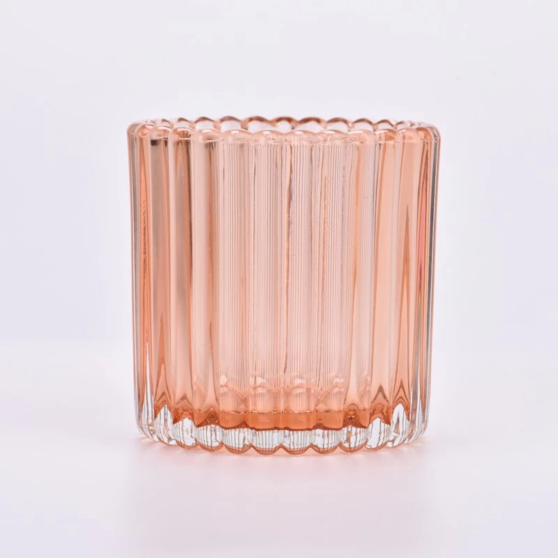 Customized Glass Candle Holders transparent orange Glass Candle Vessels