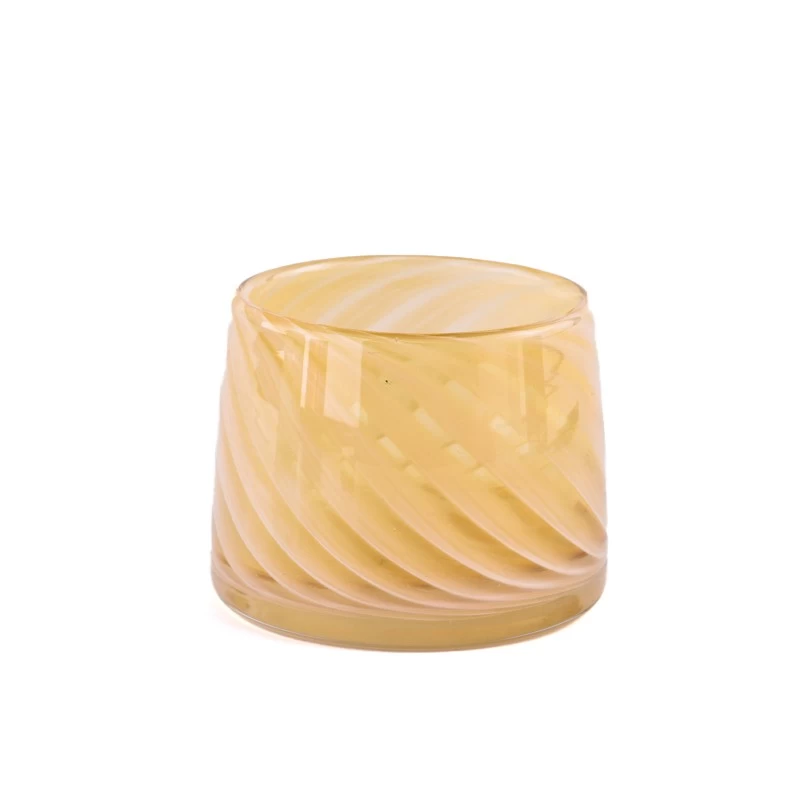 Luxury custom yellow geometric pattern glass candle jars wholesale